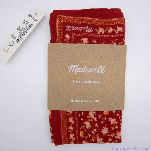 NEW Madewell silk bandana, color:‎ Dark Cinnabar - Picture 7 of 8